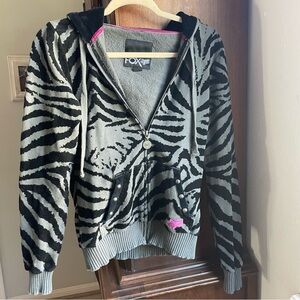 Fox racing Women's Zebra Pattern Hoodie - Black and Gray size M